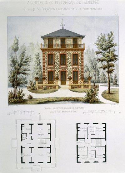 Project for a small country house near Paris, engraved by Walter, plate 12 from 